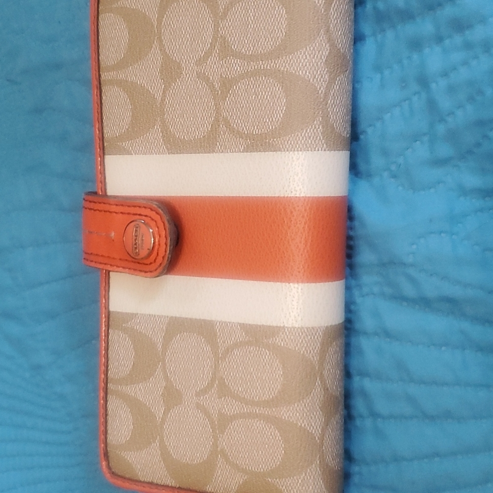 Orange/tan coach wallet